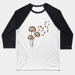 Dandelion Dachshund Flower Cute Dog Baseball T-Shirt